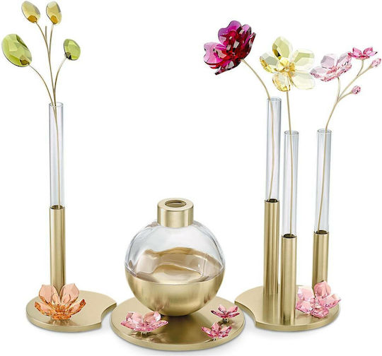 Swarovski Διακοσμητικό Βάζο Γυάλινο Garden Tales Χρυσό Φ8xΥ16cm 3τμχ
