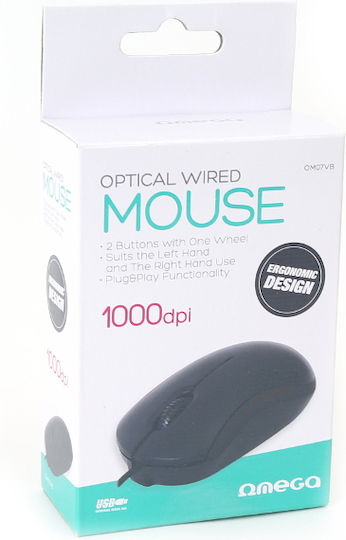 Omega OM07V Wired Ενσύρματο Ποντίκι Μαύρο