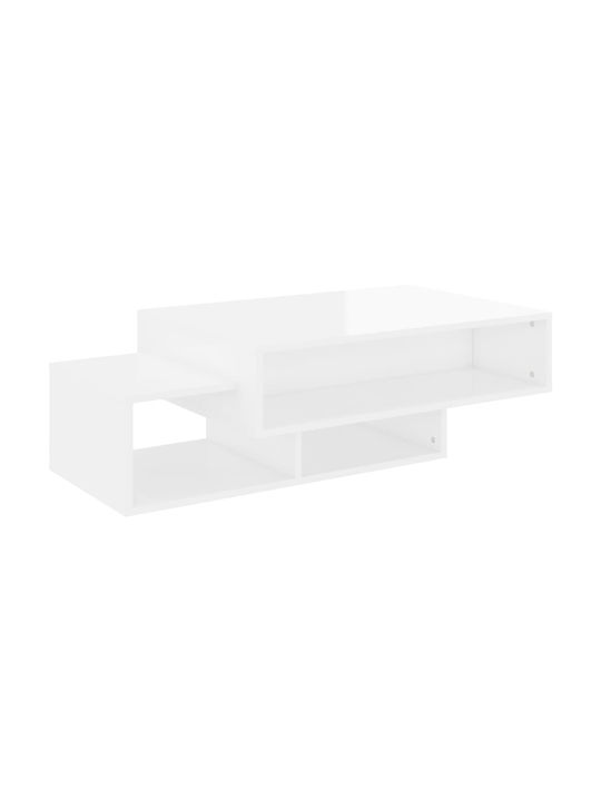 Rectangular Wooden Coffee Table Λευκό L105xW55xH32cm