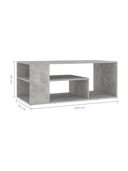 Rectangular Central Wooden Coffee Table Gray M100xL50xH40cm