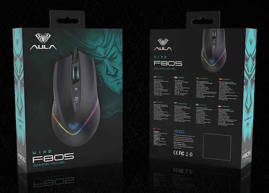 Aula F805 RGB Gaming Ποντίκι 6400 DPI Μαύρο