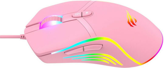 Havit MS1026 RGB Gaming Ποντίκι 6400 DPI Ροζ
