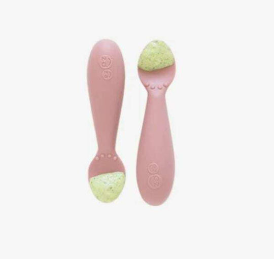 Ezpz Baby Set with Spoons Tiny made of Silicone for 4+ months Pink 2pcs