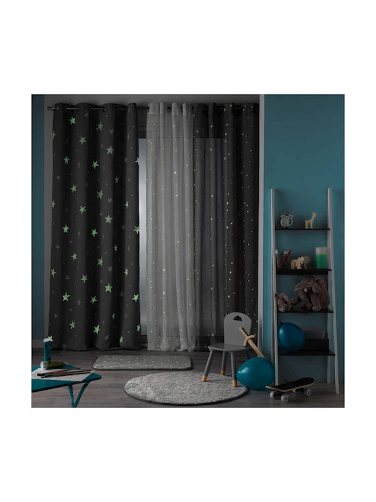 Douceur d'Intérieur Kids Grommet Top Glow-in-the-Dark Curtain Fluo Night Gris 1626845 140x240cm