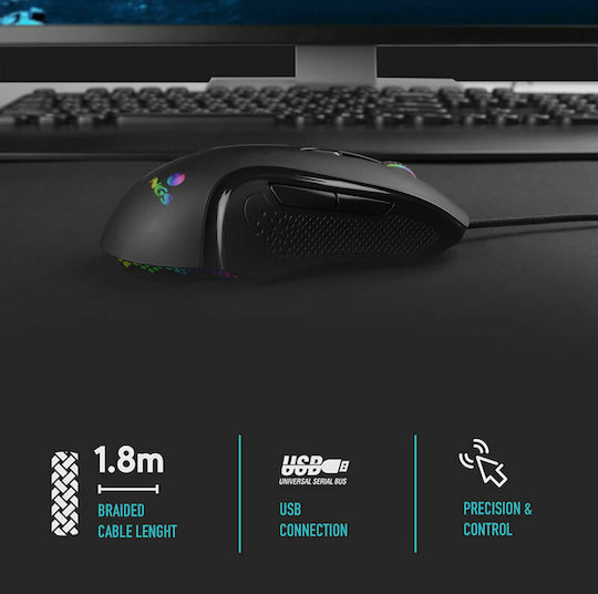 NGS GMX-125 RGB Gaming Gaming Maus 7200 DPI Schwarz