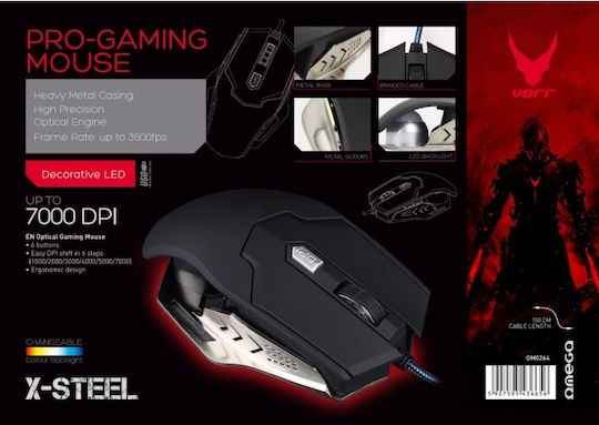 Omega Varr 264 Gaming Gaming Maus 7000 DPI Mehrfarbig