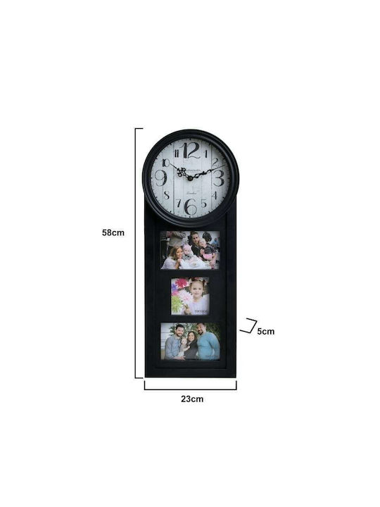 Click Wanduhr Kunststoff Schwarz 23x58cm