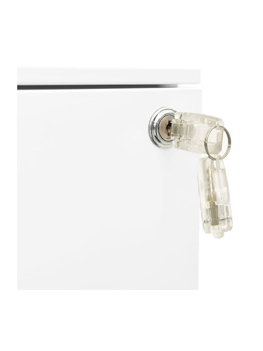 Schublade Büro mit Rollen & Schloss White 39x45x60cm