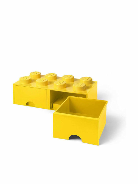 Lego Kids Plastic Toy Storage Box 8 Knobs Yellow 50x25x17cm