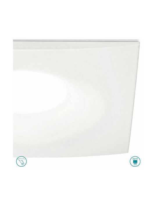 Gea Luce Venus Square Metallic Recessed Spot with Socket GU10 White 9.8x9.8cm. 1pcs