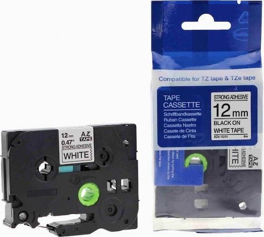 Brother TZe-231S Ταινία Ετικετογράφου 4m x 12mm σε Λευκό Χρώμα Συμβατή με Brother TZe/TZ