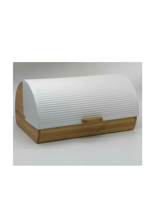 Marva Wooden Bread Box with Lid White Stripes 39x28x18.5cm