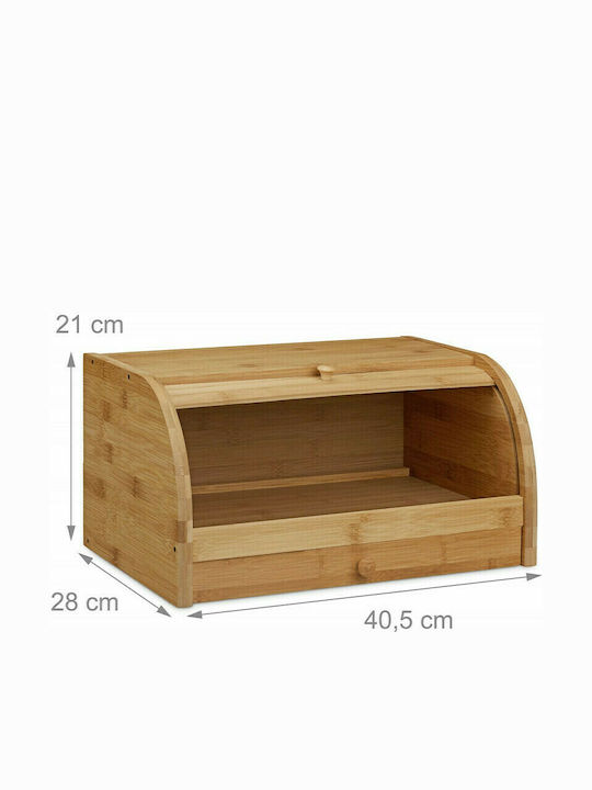 Relaxdays Bread Box with Lid made of Bamboo Brown 40.5x28x21cm