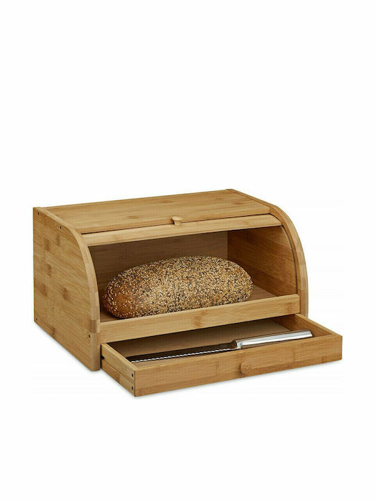 Relaxdays Bread Box with Lid made of Bamboo Brown 40.5x28x21cm