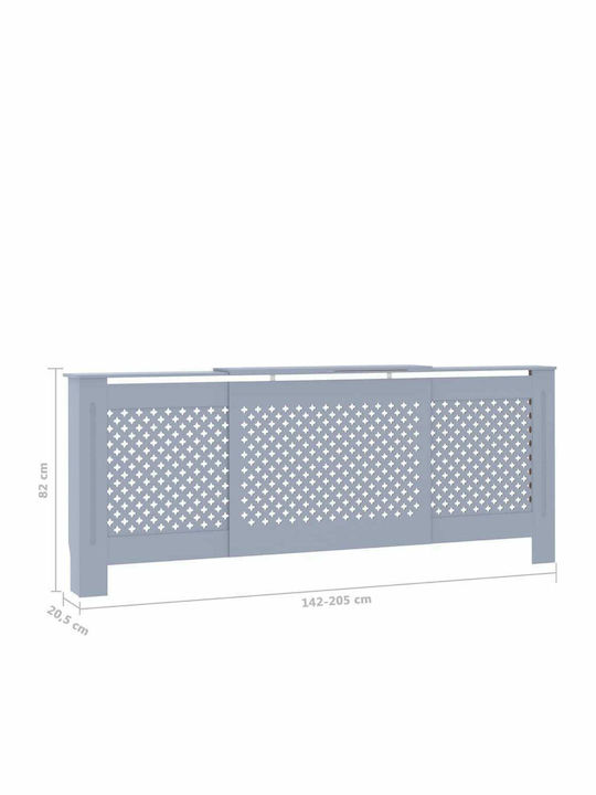 vidaXL Κάλυμμα Καλοριφέρ από MDF Γκρι Επεκτάσιμο 205x20.5x82cm