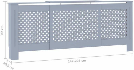 vidaXL Калориферен Капак от MDF Сив Разтегаем 205x20.5x82см