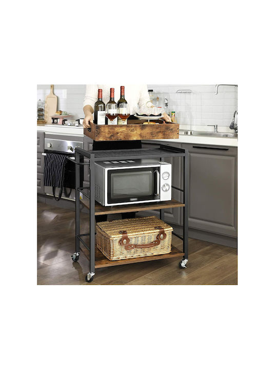 Vasagle Wooden Kitchen Trolley 3 Tiers Brown 65x40x86cm