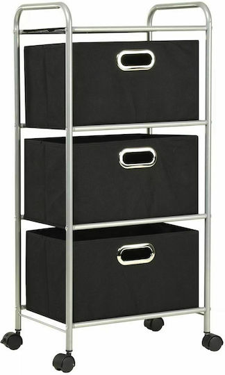 vidaXL Metallische Aufbewahrungsbox mit Rädern Schwarz 41,5x31x89,5cm