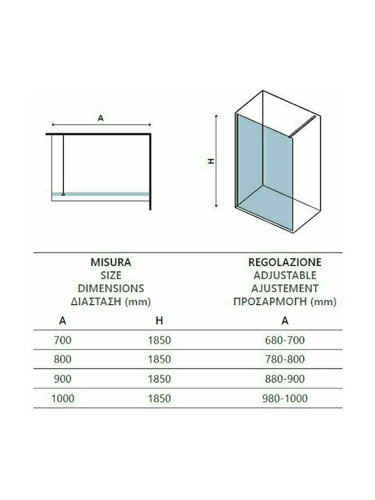 Karag Free 1 Divider de verandă Duș 100x185cm Serigrafato Chrome