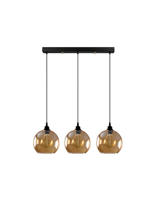 Gold Pendant Light Three-Light Rail for Socket E27 Gold