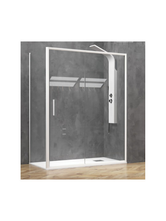 Karag Efe 400 NP-10 Cabin for Shower with Sliding Door 100x90x190cm Clear Glass Bianco