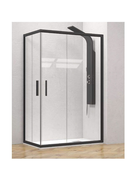 Karag Efe 100 NR-10 Cabin for Shower with Sliding Door 110x130x190cm Clear Glass Nero
