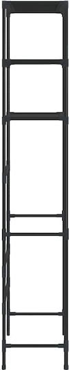 vidaXL Floor Bathroom Shelf Metallic with 3 Shelves 53x28x169cm Black Black