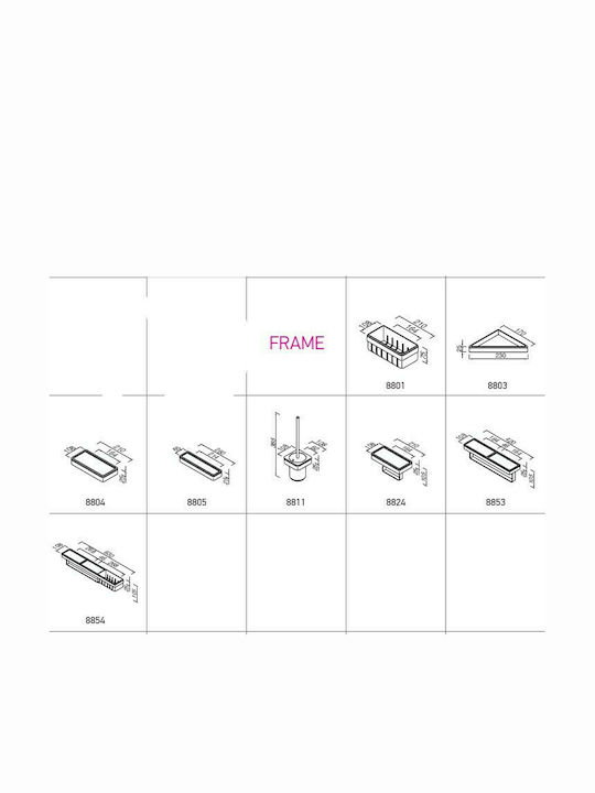 Geesa Frame Corner Wall Mounted Bathroom Shelf Metallic 23x17x2.5cm Black Matt Black