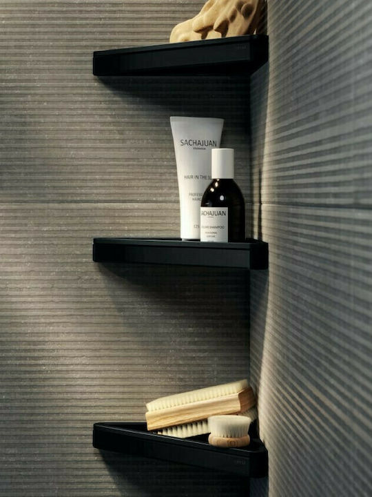 Geesa Frame Corner Wall Mounted Bathroom Shelf Metallic 23x17x2.5cm Black Matt Black