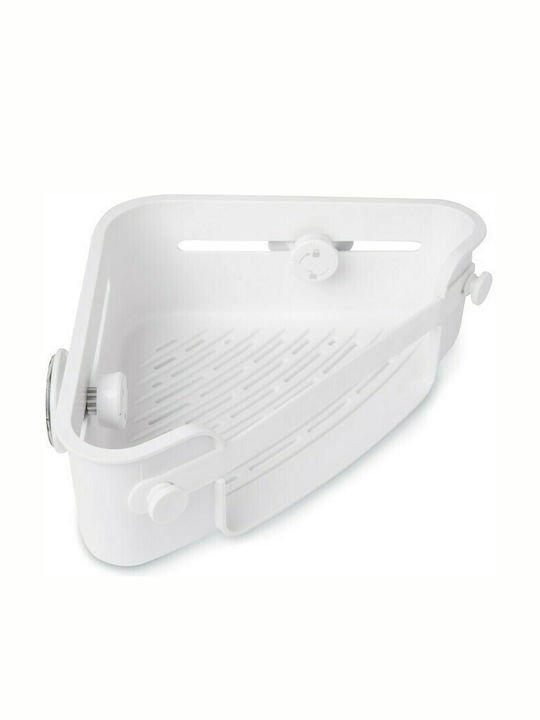 Umbra Corner Wall Mounted Bathroom Shelf Plastic with 1 Shelf and Suction Cups 30x19x8cm White