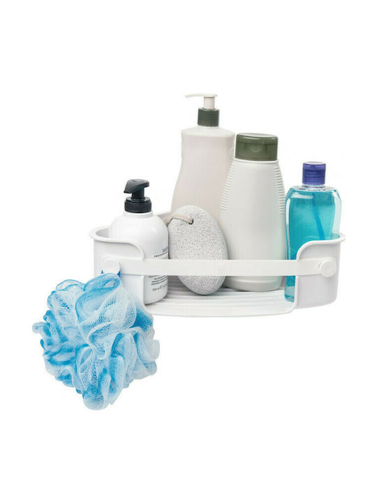 Umbra Corner Wall Mounted Bathroom Shelf Plastic with 1 Shelf and Suction Cups 30x19x8cm White