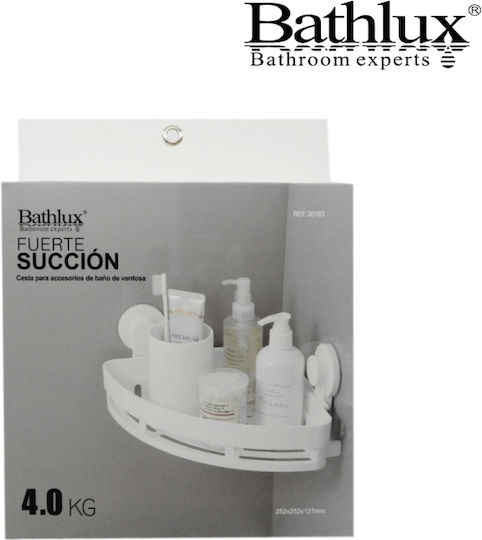 Bathlux 30163 Ъглов Стенен Рафт за баня Пластмасен 25.2x25.2x12.7см Бял