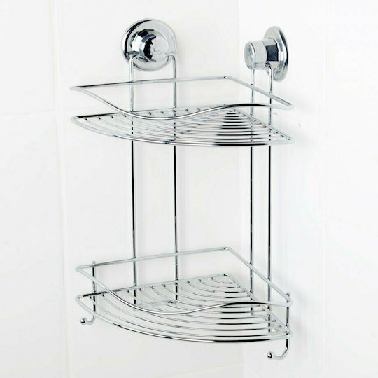 Tekno-Tel 455.DM253 Inox Corner Wall-Mounted Bathroom Shelf with 2 Tiers 29.5x21x40cm