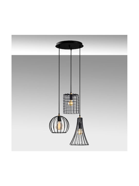 Teltrio Pendant Light Three-Light for Socket E27 Black