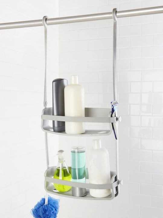 Umbra Flex Caddy Wall Mounted Bathroom Shelf Plastic with 2 Shelves 31.8x9.5x64.8cm Grey Gray