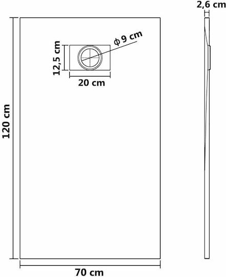 vidaXL Rectangular Acrylic Shower Brown 120x70x2.6cm