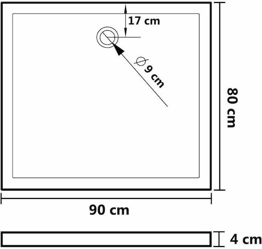 vidaXL Rechteckig Acryl Dusche x90cm Schwarz