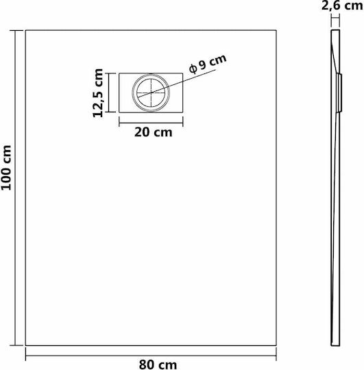 vidaXL Правоъгълена Акрил душ 80x100см Черен