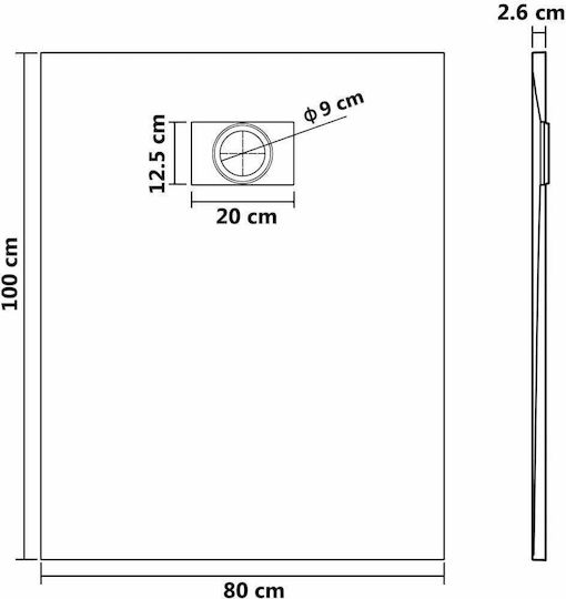 vidaXL Dus Rectangular Acrilic 100x80cm Maro