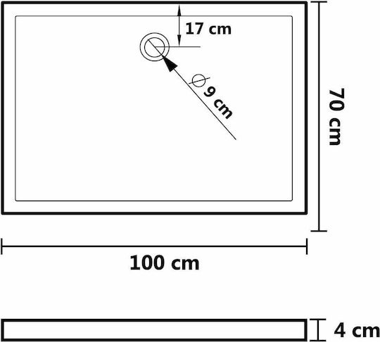 vidaXL Rectangulară Acrilic Duș 70x100cm White