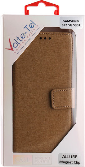 Volte-Tel Allure Magnet Wallet Piele artificială Auriu (Galaxy S22 5G)