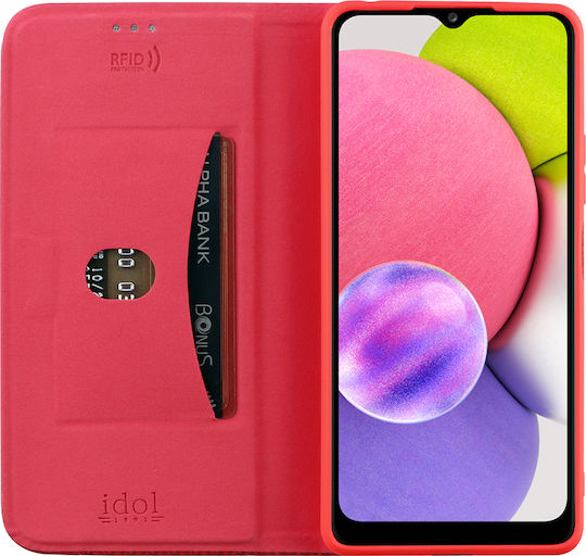Idol 1991 Elite Anti-RFID Book Δερματίνης Κόκκινο (Galaxy A03s)