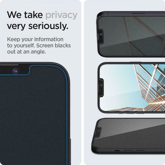 Spigen Ez Fit Glas.tr Slim Privacy Vollflächig gehärtetes Glas 2 Stücke iPhone 13 Pro Max