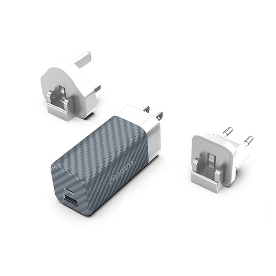 Energizer Φορτιστής Χωρίς Καλώδιο GaN με Θύρα USB-A και Θύρα USB-C 65W Power Delivery Ασημί (A65MU)