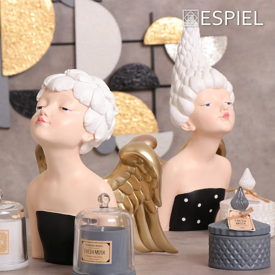 Espiel Διακοσμητική Νεράιδα Πολυρητίνης Ladies Με Φτερά σε Μαύρο/Χρυσό 21x17x28cm
