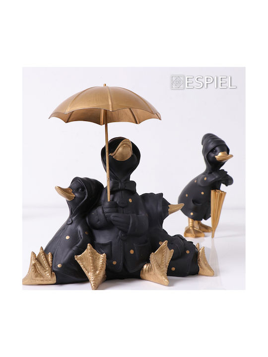 Espiel Decorative Duck Polyresin Duck in Black - Gold 17x18.5x26cm 1pcs