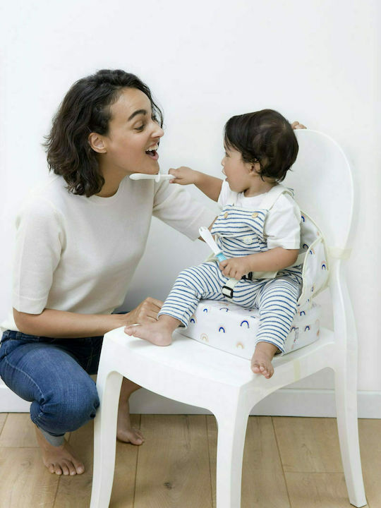 Baby to Love Portable Fabric Booster Seat for Chair Easy Up Booster Blue Striped