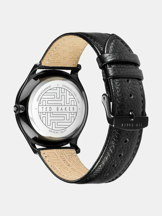 Ted Baker Menhat Ανδρικό Ρολόι 40mm Μπαταρίας με Μαύρο Δερμάτινο Λουράκι