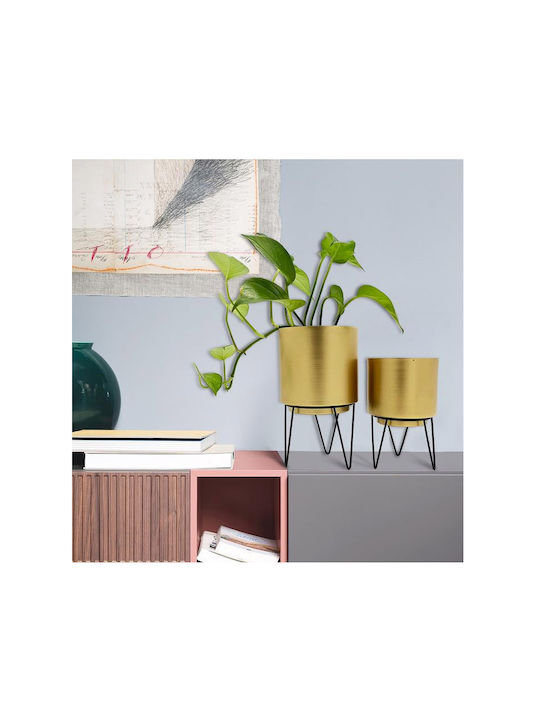 The Home Deco Factory Home Deco Factory Gold Planter Metal Gold with Stand 13x13x22.5cm.