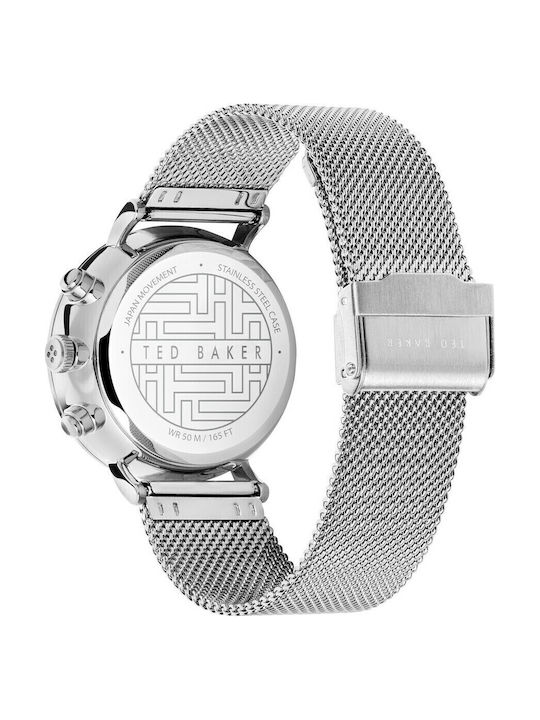 Ted Baker Mimosaa Ceas Barbati 41mm Cronograf Baterie cu Brățară Argintie din Metal